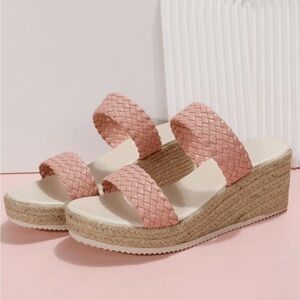 Women Braided Wedge Slide Sandals